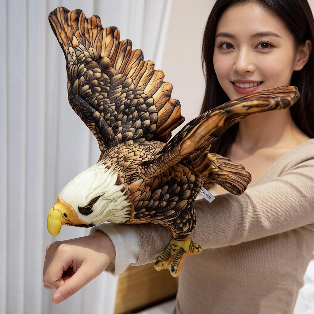 Poupée Aigle à tête blanche d'oiseau sauvage Peluche Animale Ailes en Peluche Comme Réel Décoration de Maison Cadeau Homme