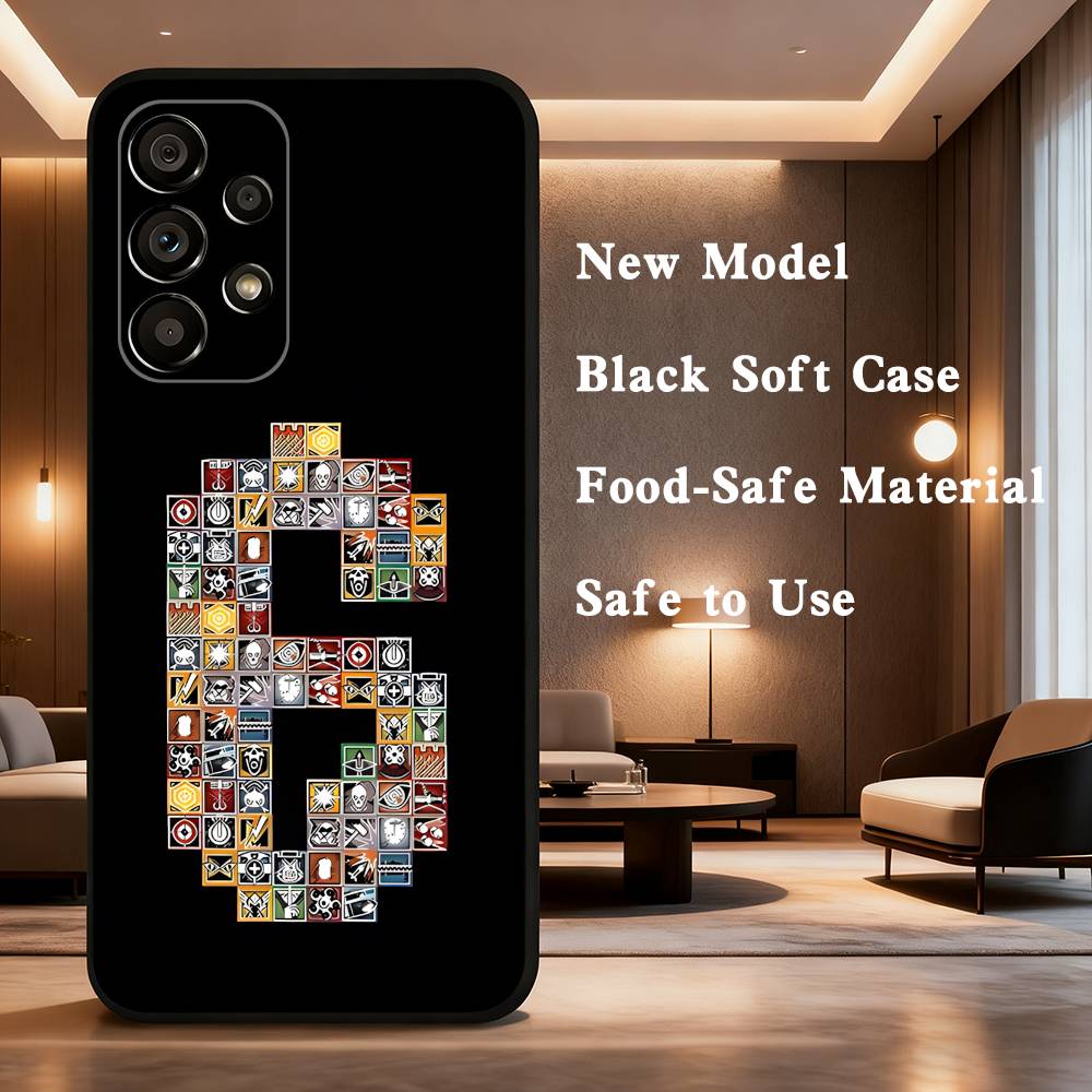 R-Rainbow Game S-Six Phone Case For Samsung Galaxy A73,31,32,72,41,53,52,71,22,5G,Note,J7,8,9 Soft Black Cover