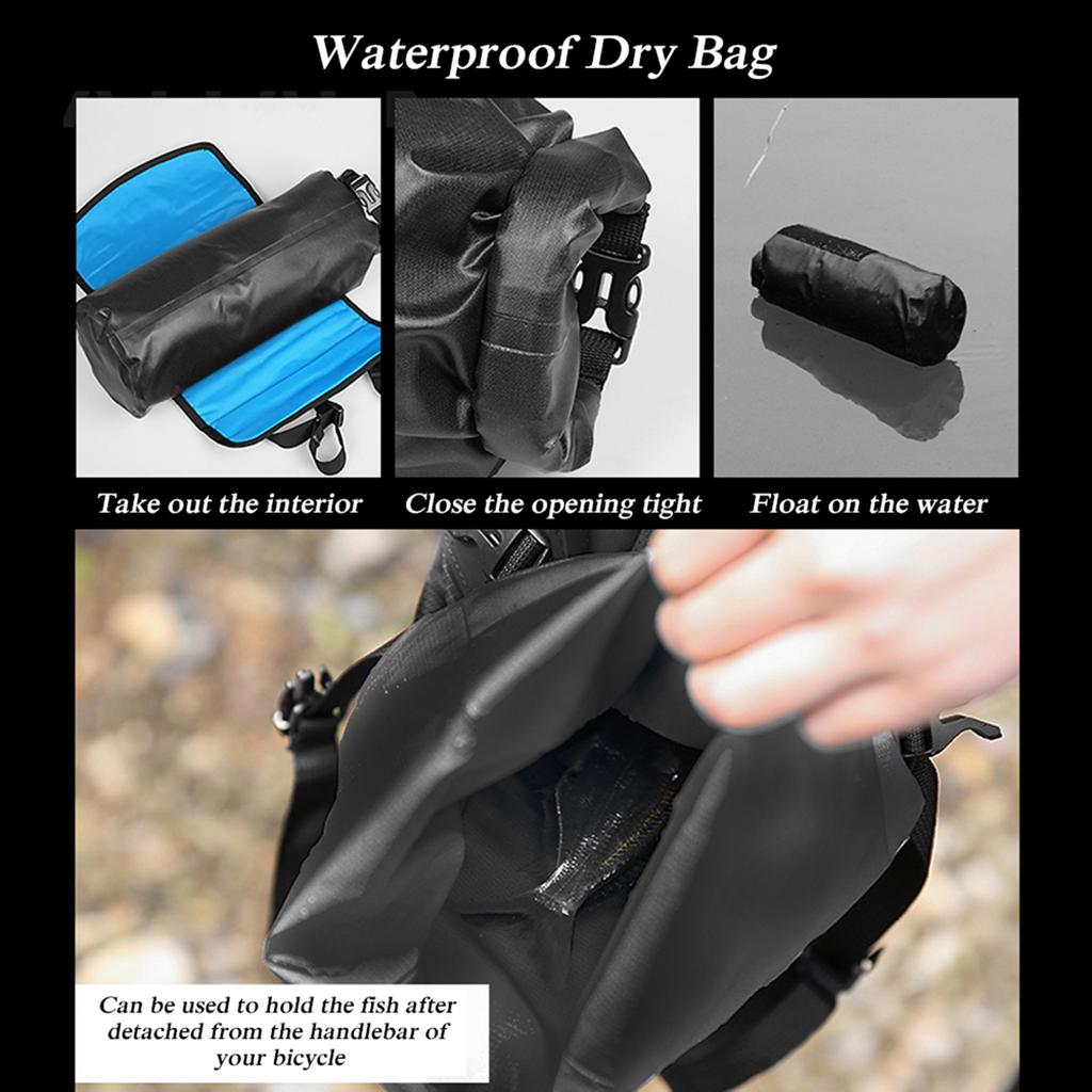Bicycle Bag Waterproof Cycle Mountain Road MTB Bike Front Frame Handlebar Pannier Dry Bag with Roll Top Closure 3L 7L