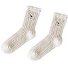 Winter Fleece Lined Middle Calf Socks Warm Embroidery Design Thermal Insulated Cold Weather Thick Knitted