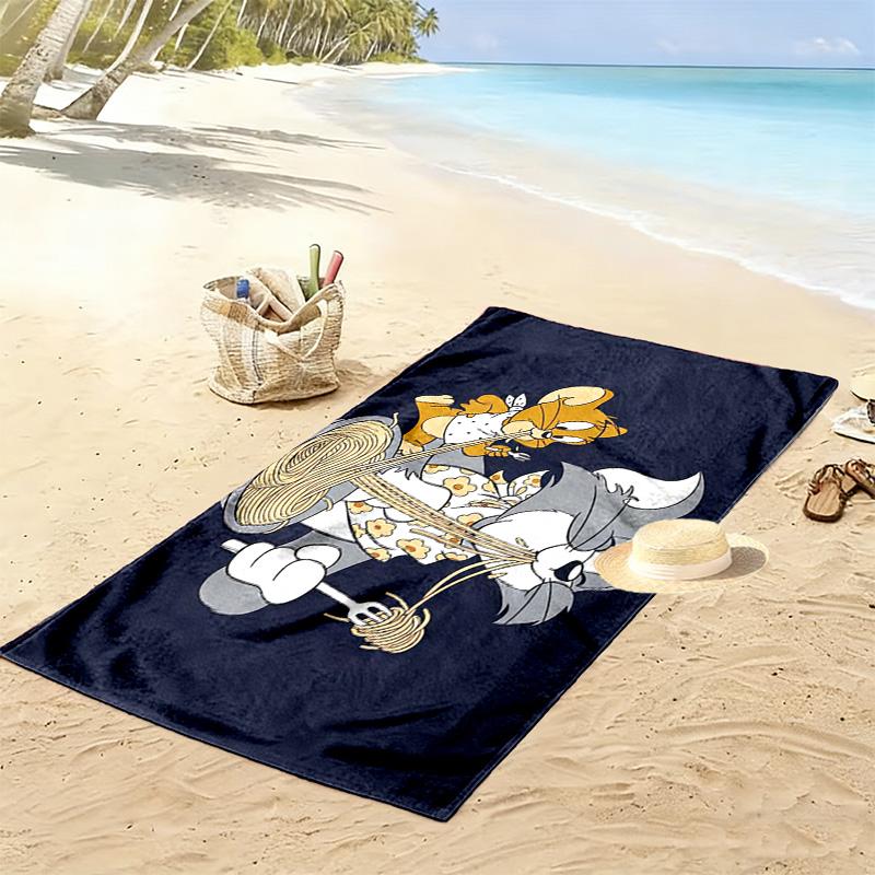 Tom and Jerry2 Print Beach Towel, Large Soft Quick Dry Towel for Beach Camping Swimming