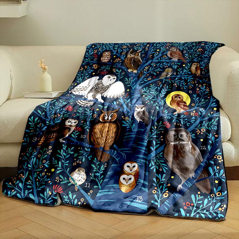 Eule Baum Muster Decke Schlafzimmer Decke für Wohnzimmer Sofa Mittagspause Weicher Überwurf für Freund Festival Geschenk