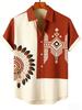 2026 Men's Summer Retro Linen Short Sleeve Lapel Shirt Indian Pattern 3D Print Hawaiian Outdoor Casual Clothes Men's Tops