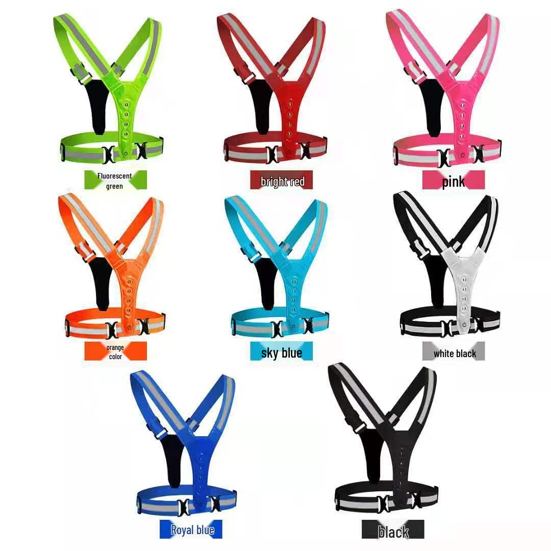

LED Reflective Running Vest with Straps for Night Cycling and Sports
