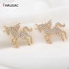 2025 New Trendy Inlaid Zircon Unicorn Gold Plated Pendant Charms DIY Jewelry Earring Necklace Making Findings Accessories