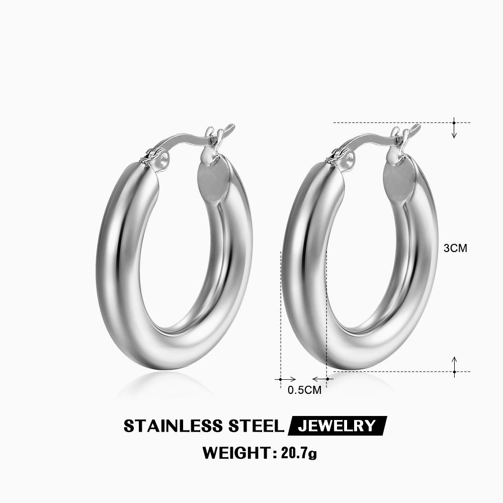 European and American simple 18K gold-plated ring earrings women's ins wind geometric stainless steel jewelry ins wind explosion