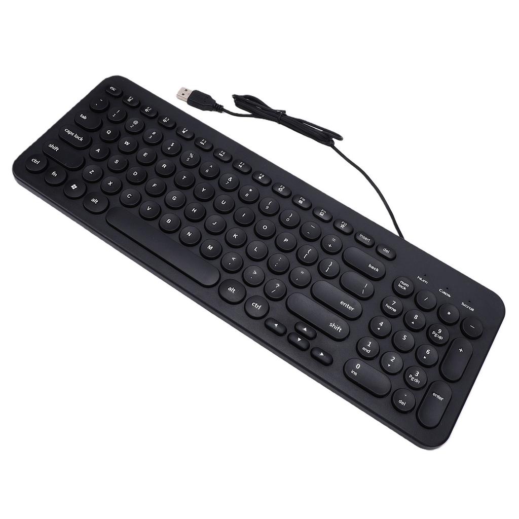 Small Wired Keyboard Multifunctional Zero Latency Quiet Round Keys Compact USB Laptop Keyboard