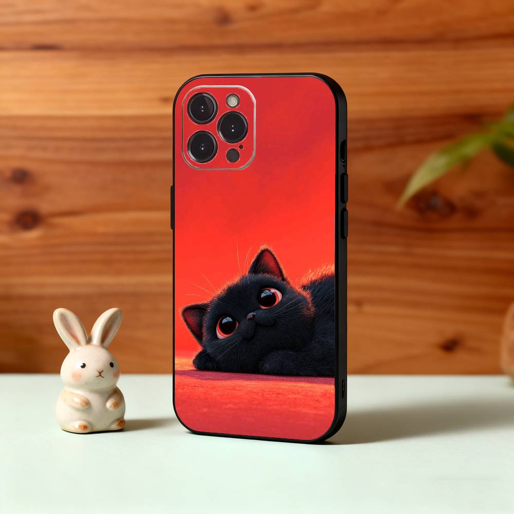 Cute Little A-Animals Phone Case For iPhone 16 15 14 13 12 11 Pro Max Plus,5G Soft Black Case