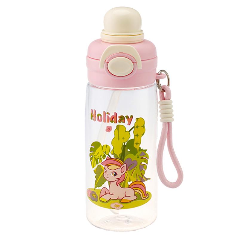 Water bottle strictly selected popular double drinking cup children's straw water cup elastic cover portable cartoon cute male and female students