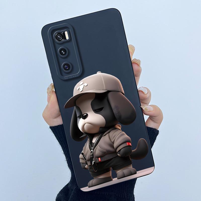 For Vivo V20 SE Case V2022 V2023 Lovely Cartoon Cat Liquid Silicone Soft TPU Shockproof Bumper For Vivo V20SE Phone Cover Funda