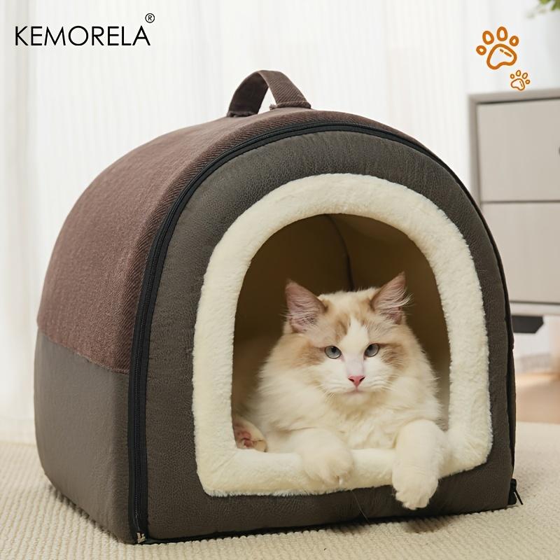 

KEMORELA 1PCS Warm Enclosed Dog Bed Four Seasons Universal Cat Dog Kennel Removable And Washable Pet Sleeping Bed Easy to Clean S коричневый