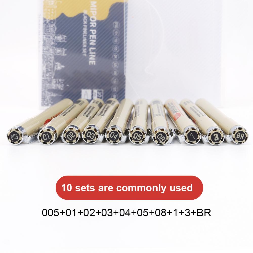 12 Tip Pigment Liner Micron Ink Marker Pen for Manga Draw Sketching Needle Pen Hook Line Pen Sketch Stationery Set Art Supplies