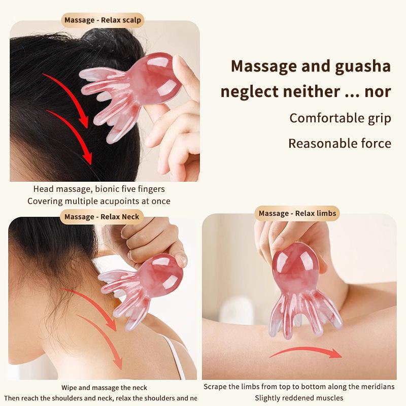 Resin Octopus Massage Comb Head Meridian Scraping Scalp Massage Brush Acupuncture Gua Sha Massage Comb Fatigue Relief Massage