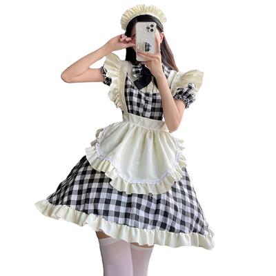 Checkered Maid Red and Perfect for Short Everyday Adult Socks [RPFLQ] Dress, Black, Cafes, Cosplay, Lolita, Sleeves, Wear, Moe, Halloween, Women's,