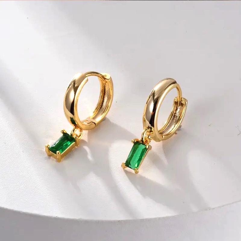 Korean Internet Celebrity Exquisite Earrings Alex Same Rectangular Earrings, Simple Super Flash Exquisite Women'S Ear Buckle