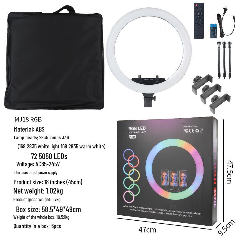 RGB Fill Light Ring for Photography & Videography - 10, 8, or 18 Inches