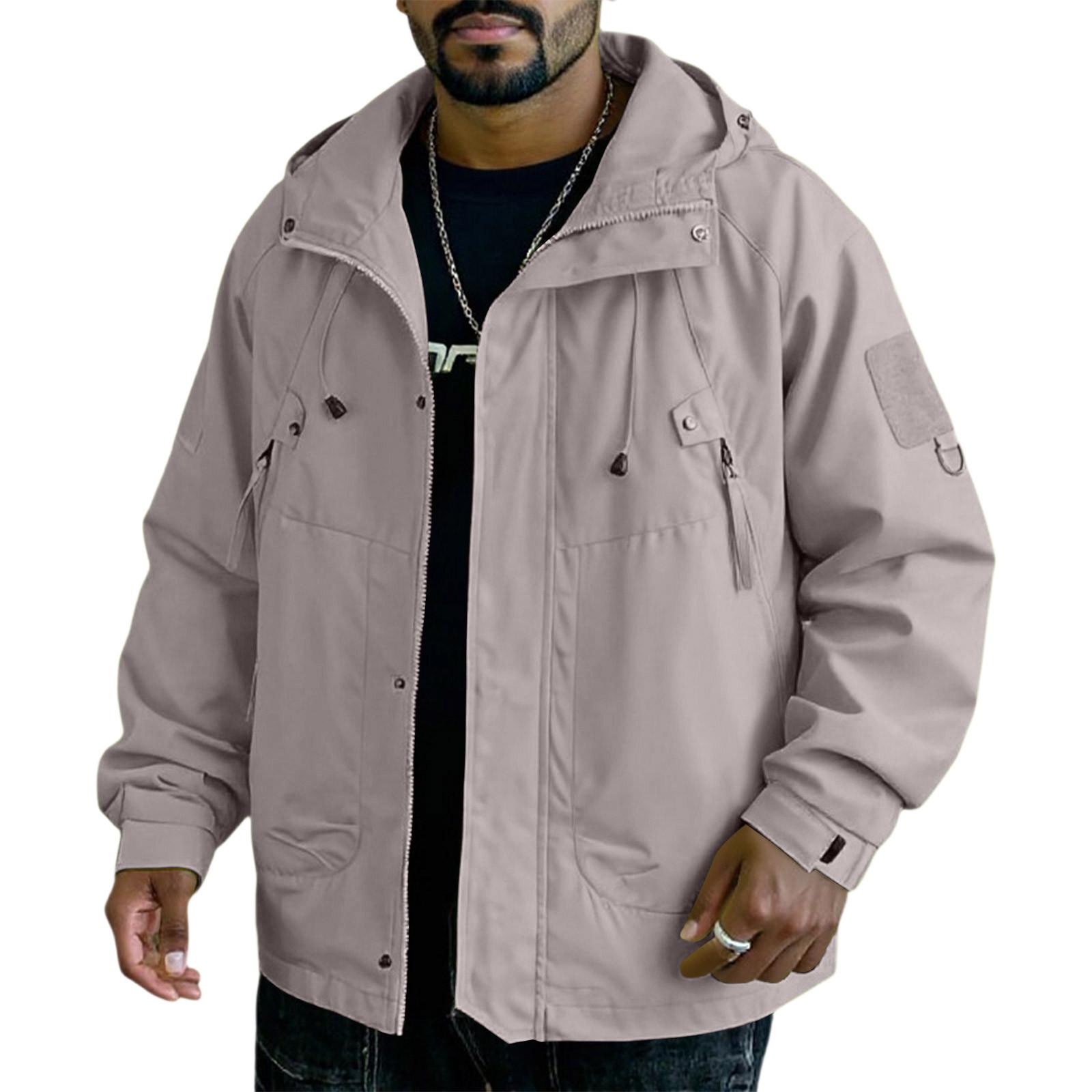 

Мужская свободная толстовка с капюшоном на молнии до середины и куртка-автомат XL хаки