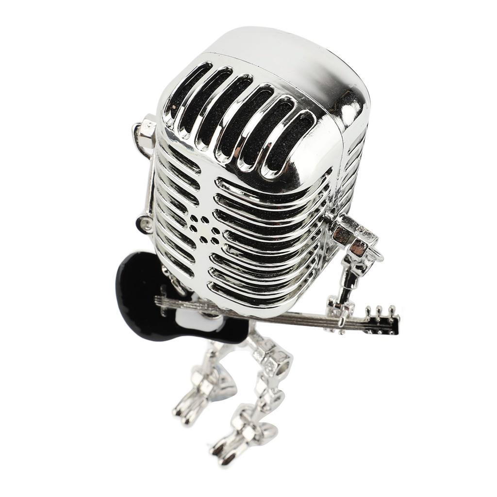 Vintage Microphone Guitar Robot Table Lamp Aluminum Retro Metal Robot Night Light for Bedroom Desk