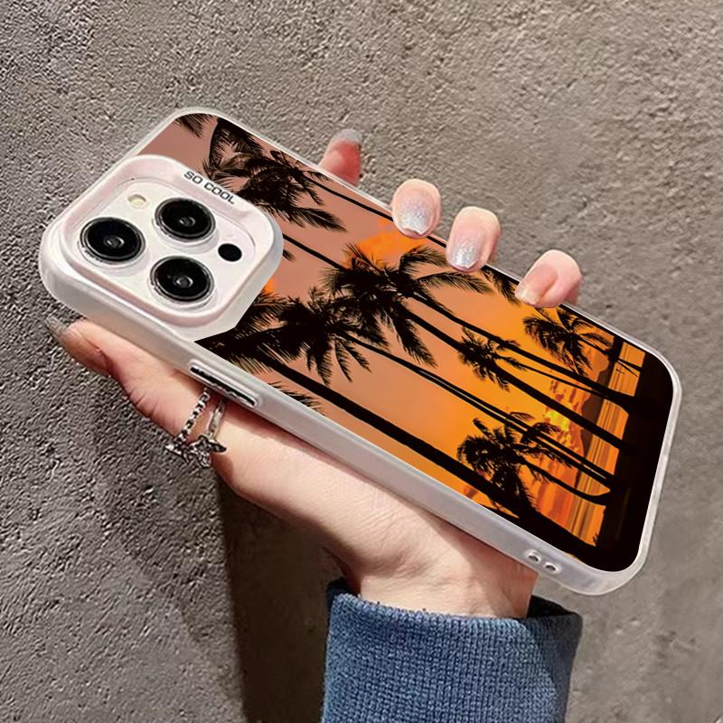 

Закат Кокосовой Рощи Пейзаж Жесткий Чехол для Телефона Для iPhone 15 14 13 12 11 Pro Max XS Max XR X 7 8 Plus SE 22 Защита Объектива Чехол For iPhone 15