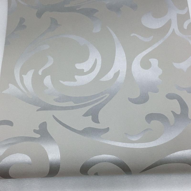 Grå 3D Viktoriansk Damask Preget Tapetrull Stue Soverom Veggbelegg Sølv Blomstret Luksus Tapet Hjemmeinnredning
