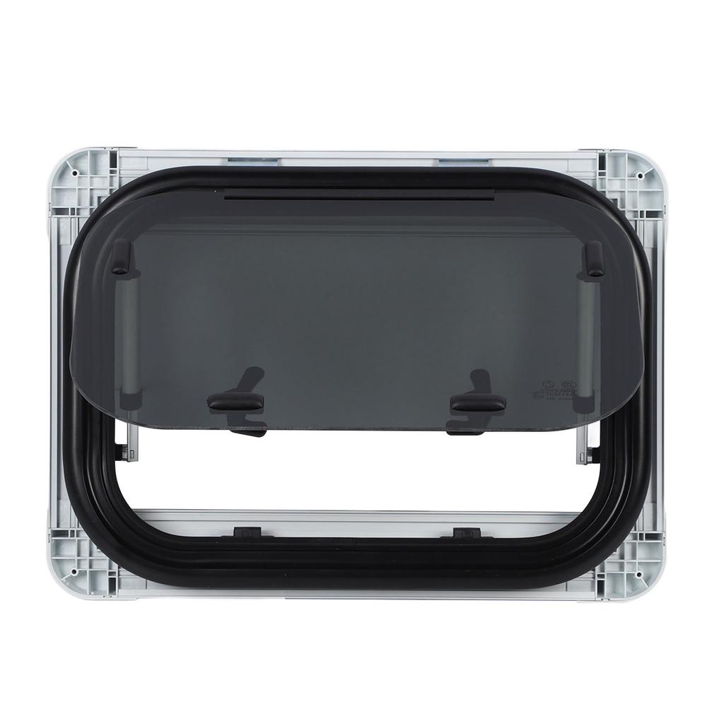20x12In RV Window Tempered Glass UV Resistant Push Out Window with Support Rod and Sunshade Curtain for Campers Caravan Trailer