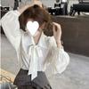 High-End Korean Style Loose Bowknot Shirt – Fresh, Clean, and Youthful Look