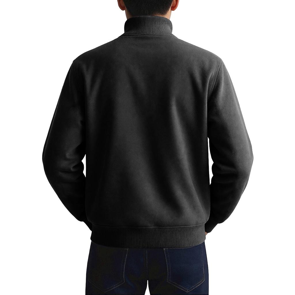 Men's Long Sleeve Suede Jacket Men's Casual Warm Long Sleeve Cardigan Coat