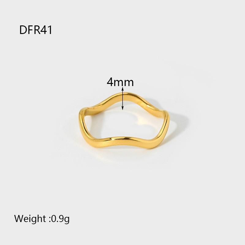 Ins Minimalist Versatile Irregular Wave Ring Women's Plated 18k Gold Stainless Steel Waterproof Ring Niche Premium