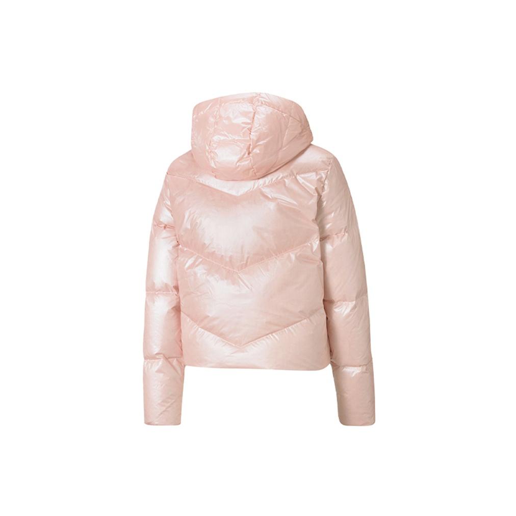 Puma Classics Shine Down Logo Hooded Down Jacket Women Outerwear Pink 599144-15