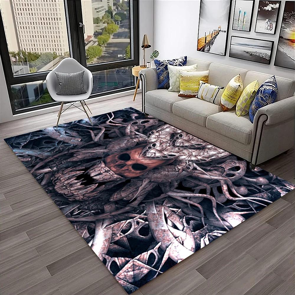 3D Gothic Horror Skull Ghost Cartoon Carpet Rug for Home Living Room Bedroom Sofa Doormat Decor,kids Area Rug Non-slip Floor Mat