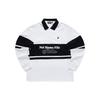 Color Block Loose Long Sleeve Knit Polo Shirt Men Tops White T11M333201F