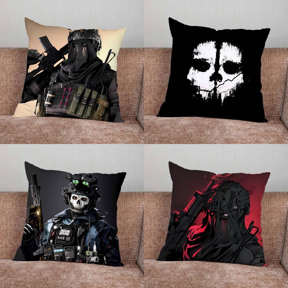 C-Cod C-Call of Duty Simon Ghost Riley Federa per Cuscino per Casa Camera da Letto Auto Ufficio Decorazione Soggiorno Copricuscino per Divano