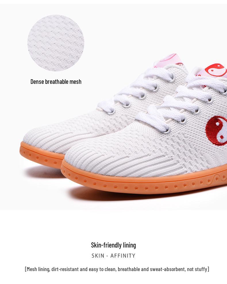 Prodyšné síťované boty na Tai Chi pro muže a ženy - Letní sportovní boty na Wushu a Kung Fu s podrážkou z hovězí šlachy