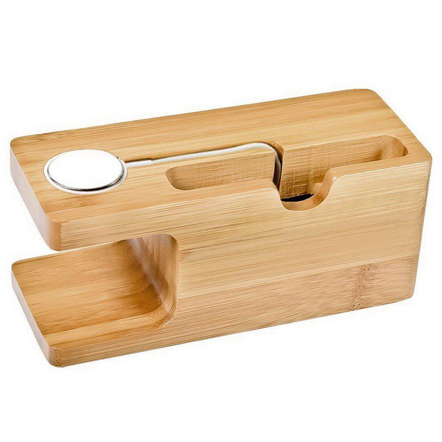 CC 2 in 1 Bamboo Wood Stand Charging 