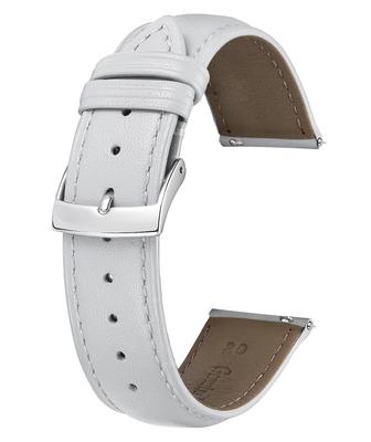 Bőrszíjas óraszíj Gyorscsatos Bőr Óraszíj Többszínű Óraszíj Stílusos Csere Szíj Puha Légáteresztő Unisex [BINLUN] (20mm, Fehér)