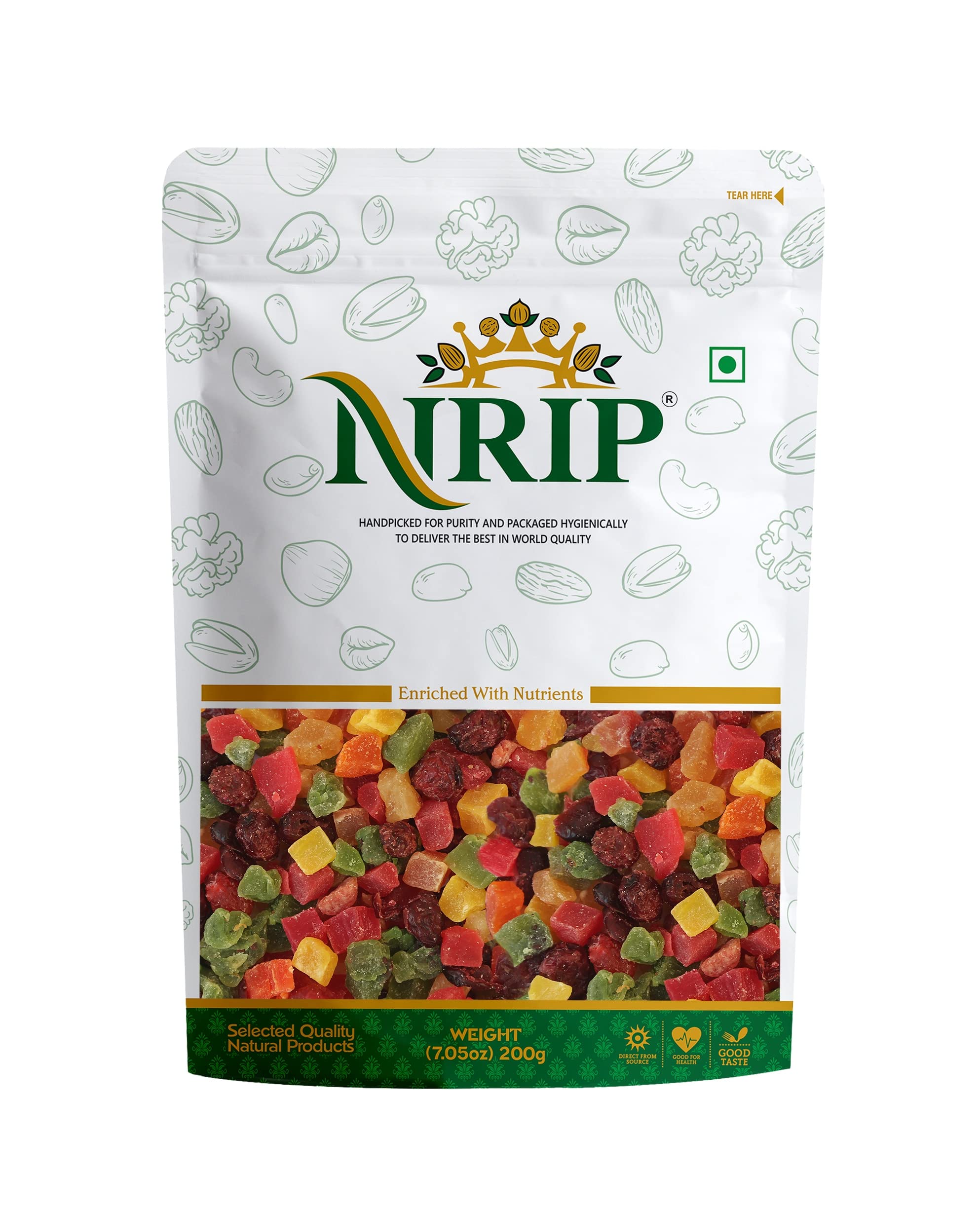 

NRIP Dried Tropical Fruits Medley Mix 200 Gm (kiwi, mango, pineapple, strawberry, papaya, Black Raisin, cranberry)