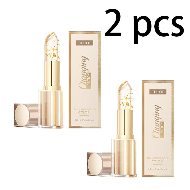 

OUHOE Золота фольга Зміна кольору Живильна помада Живильна Зволожуюча Зволожуюча Скляна М яка Шкіра Губ Нежирна Помада