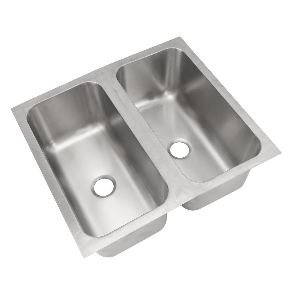 RV Sink 304 Stainless Steel Square Kitchen Double Bowl Sink with 40mm Drain Outlet for Caravan Boat Motorhome Truck