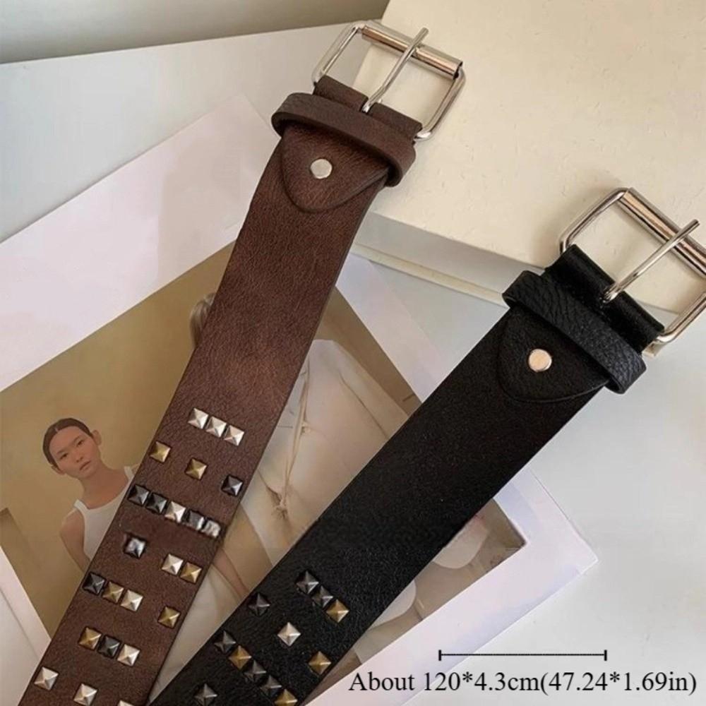 Fashionable Vintage Women's Belt Gothic Y2k Rivet Waist Belt Leather Versatile Dress Jeans Belt Spicy Girls