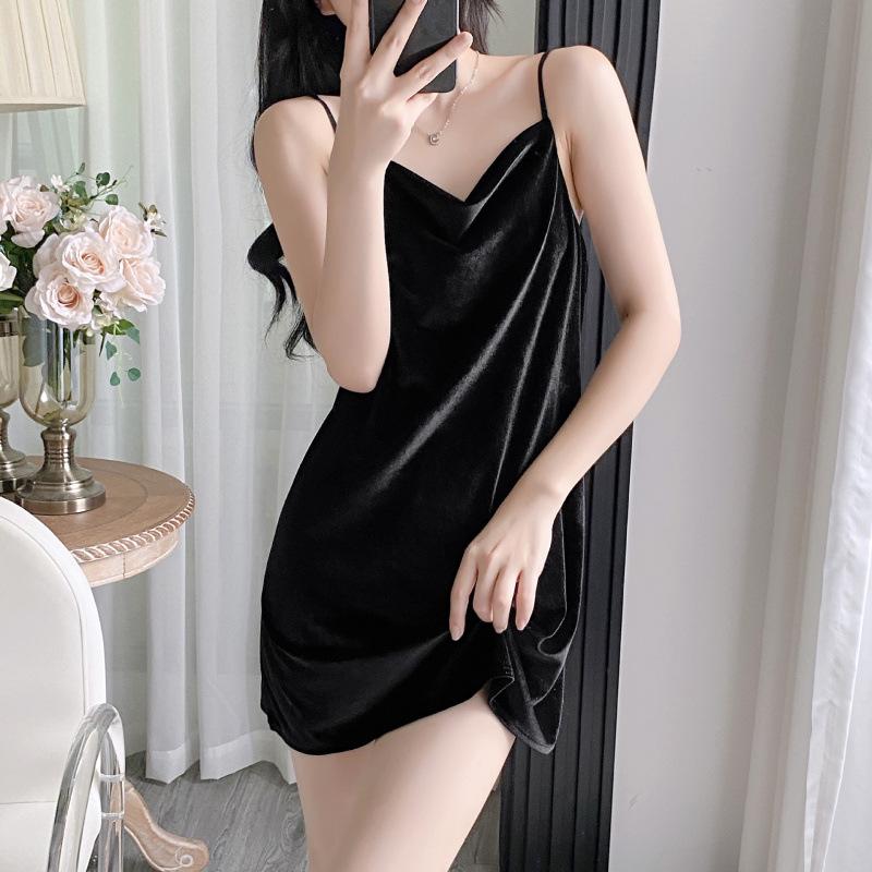 2025 Goldener Samt Camisole & Nachthemd Set: Sexy Damen-Loungewear im Pure Desire-Stil