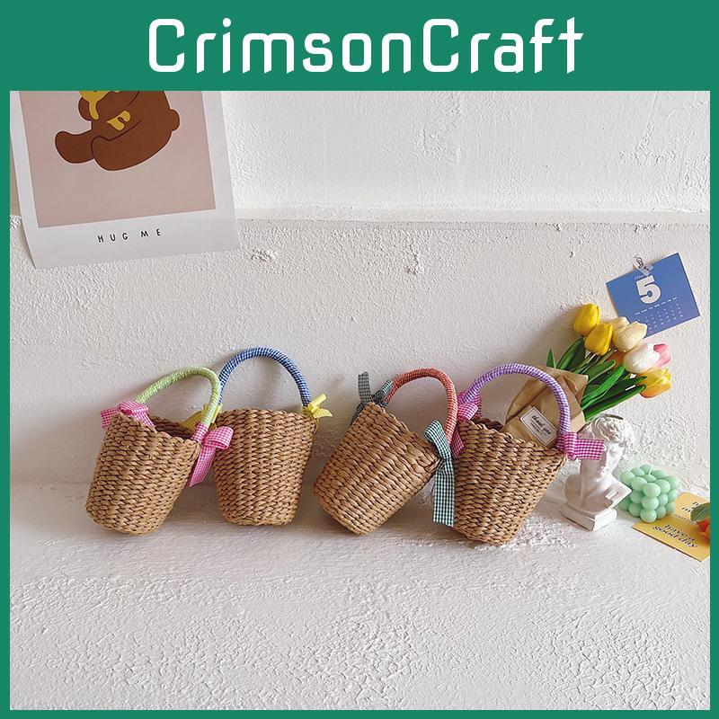 Kids Summer Woven Straw Handbag For Kids With Spacious Design And Fresh Style