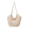 Korean Chic Crochet Mesh Shoulder Bag – Women’s Hand-Knitted Large Tote for Summer Beach