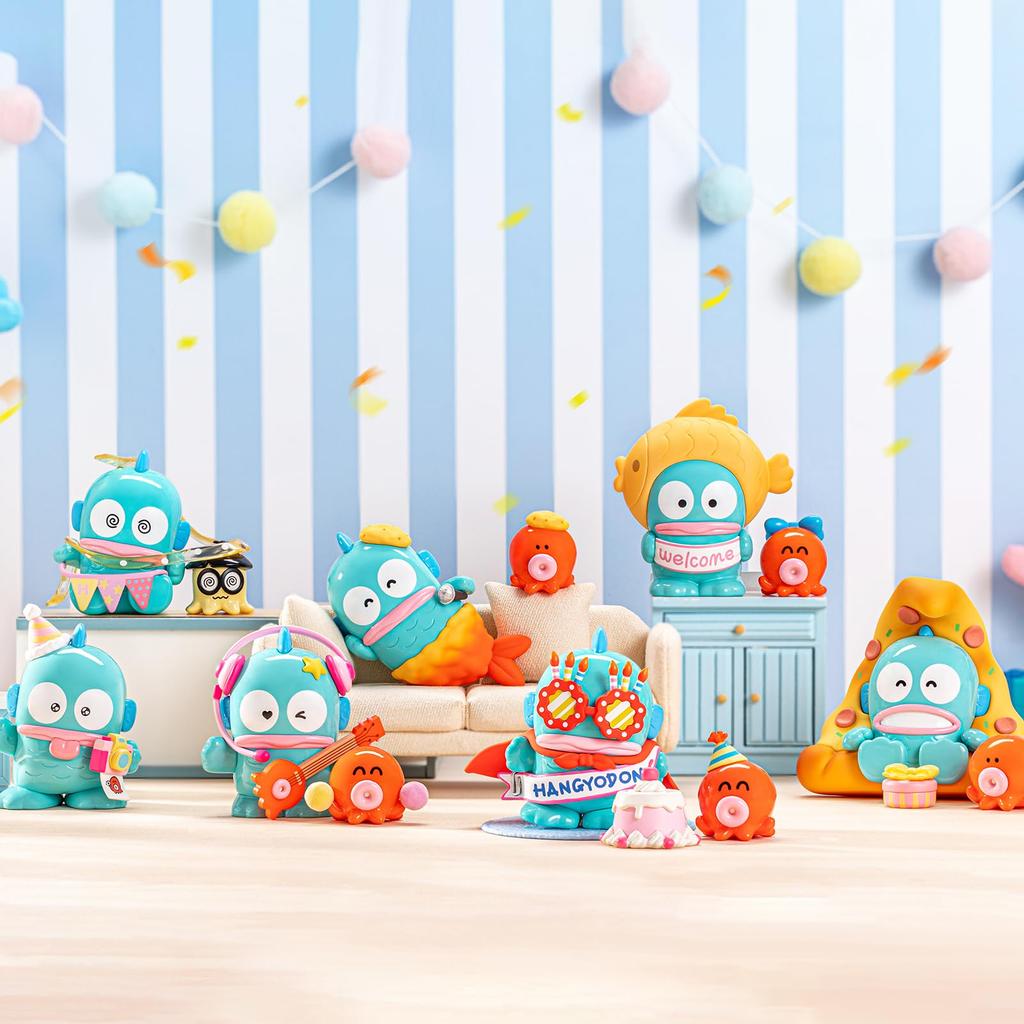 TOP TOY Sanrio Characters Hangyodon Happy Birthday Series [1 Piece] Gachapon Blind Box Figure Soft Vinyl PVC Premium Toy Birthday Gift for Hangyodon