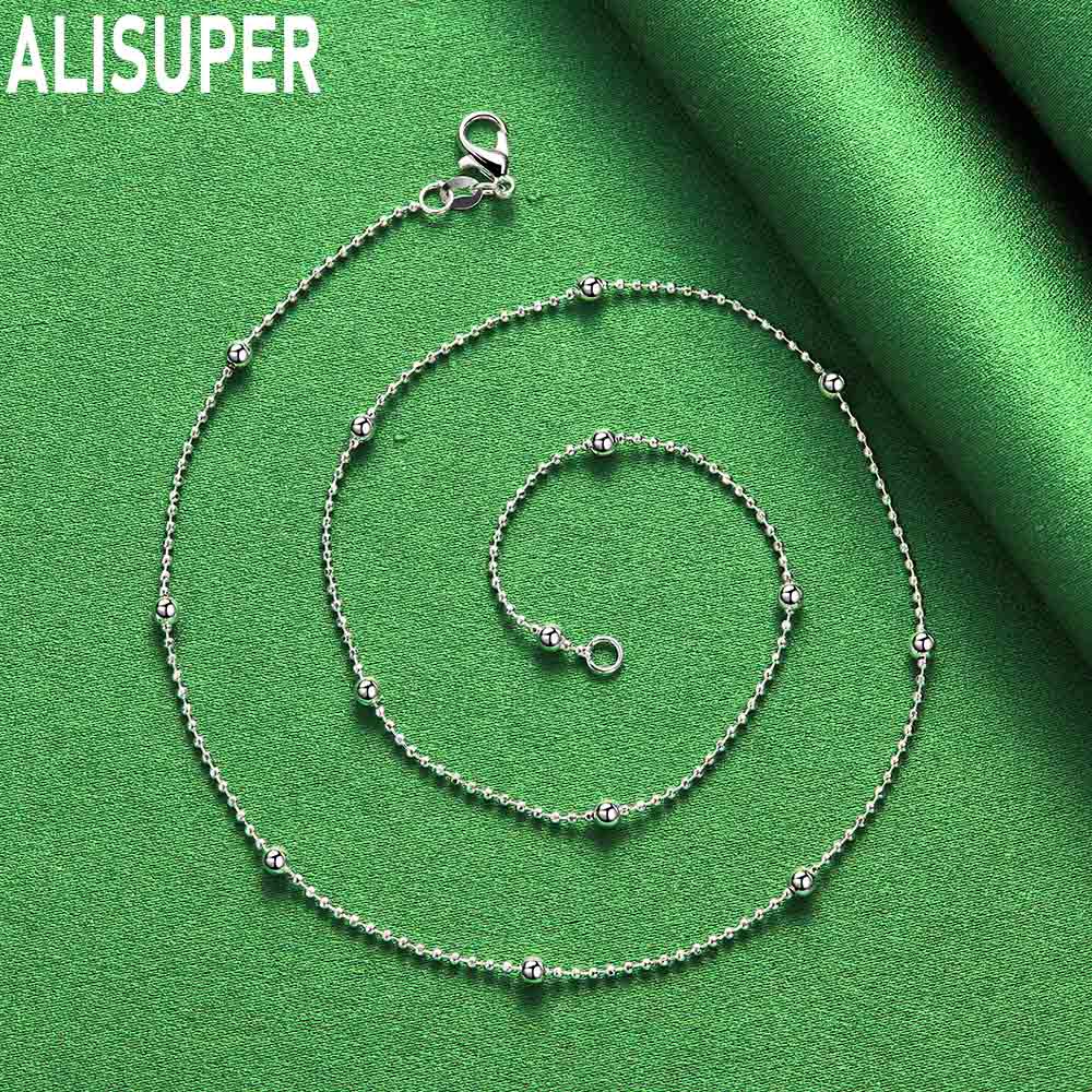 925 Sterling Silver 40-60cm Bead Necklace Fashion Wedding Jewelry