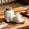 Animal Figure Ceramic Planter Flower Pot, Tabletop Plant Holder for Desk Display, Shelf Placement, Windowsill and Indoor Home Use