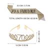 1Set Birthday Crown Tiara Sash Set Glitter Rhinestone Decoration for 70th Birthday Party Women Glamorous