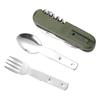 7 In 1 Multifunctional Outdoor Tableware Survival Tools Stainless Steel Foldable Fork Spoon Knife Picnic Camping Dinnerware