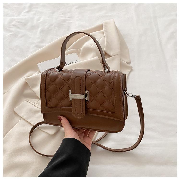 Korean Style Color Block Diamond Lattice Elegant Simple Stylish Crossbody Handbag for Women - Summer New Arrival Embroidery Small Square Bag