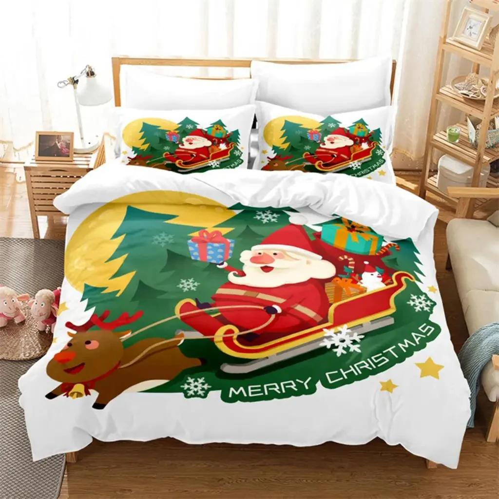 Comforter Christmas Santa Xmas Bedding Set Boys Girls Twin Queen Size Bed Kids Adult Fashion Home Textileextile