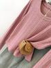 Elegant Women's U-Neck Patterned Knit Top: Slimming Long-Sleeve Base Layer for Spring, Autumn, and Winter